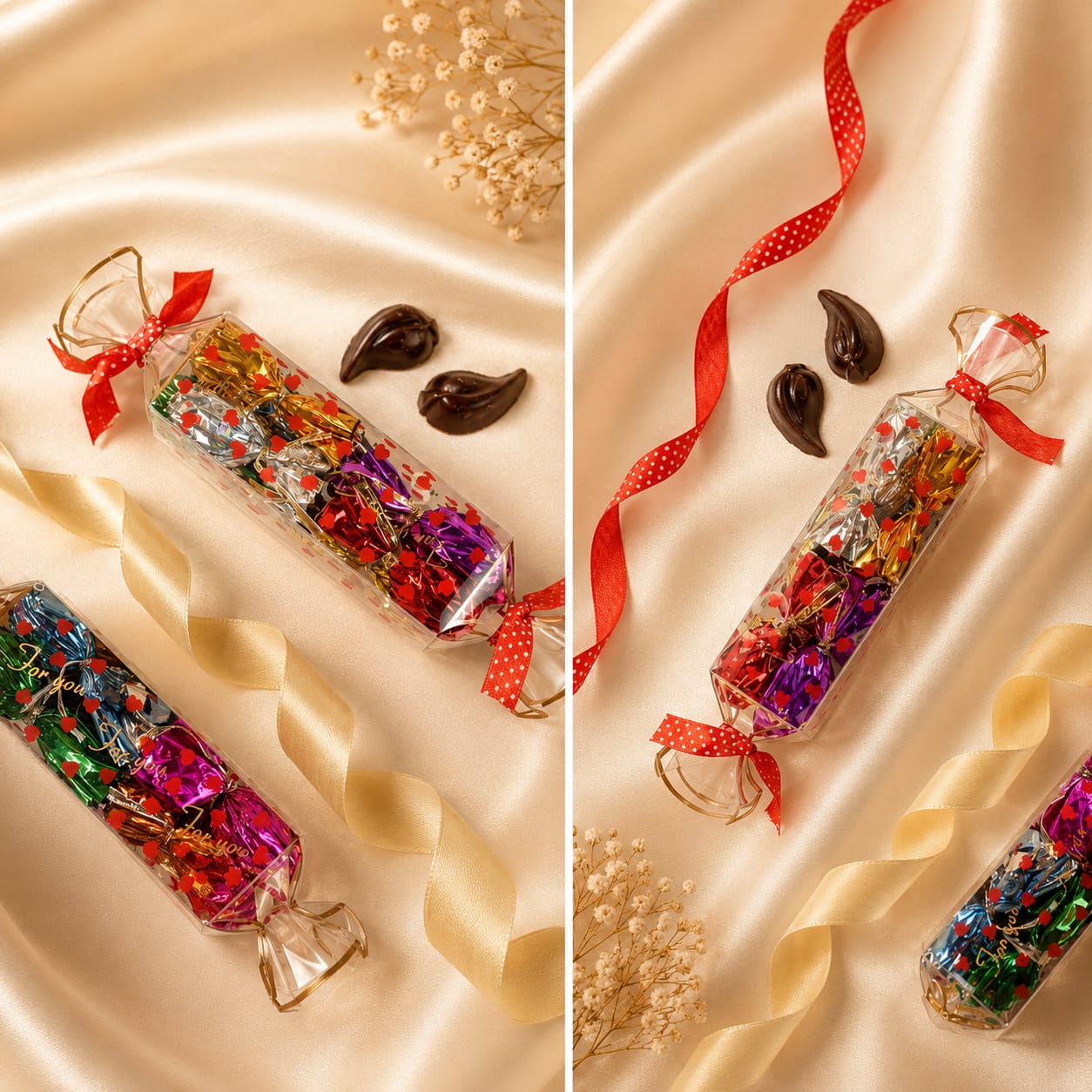 Choko Delights Christmas tree chocolate gift boxes set of 3 with balloon toppers and pull-bow ribbons