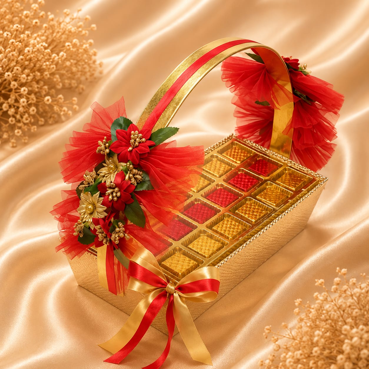 Choko Delights luxury assorted premium chocolate hamper box with gold lining