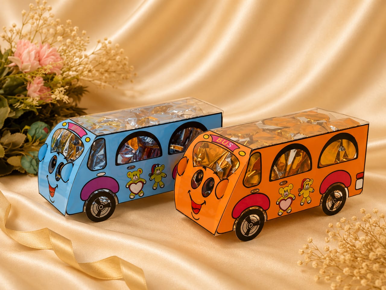 Choko Delights assorted multicolour foil chocolate bonbons in red purple gold green silver and orange